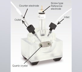 eQCM Durchfluss-Messzelle für kombinierte Messungen Elektrochemie und Quarz-Mikrowaage