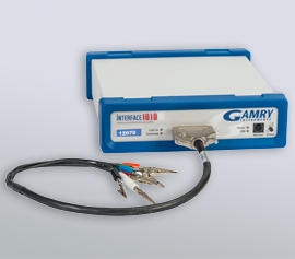 Gamry Interface 1010 Potentiostat/Galvanostat/ZRA mit Standard-Zellkabel (60cm) für Impedanzspektroskopie (EIS) bis max. 2 MHz (siehe “5773 Technical Note Waveform Generation - Frequency Resolution.pdf”) incl. schwebende Masse (galv. Trennung von der Schutzerdung)